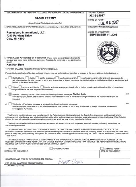 ttb federal basic permit application